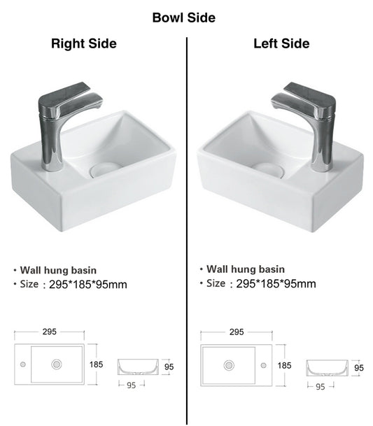 Luana Interiors - Wall Hung Basin One Tap Hole (295x185x95)