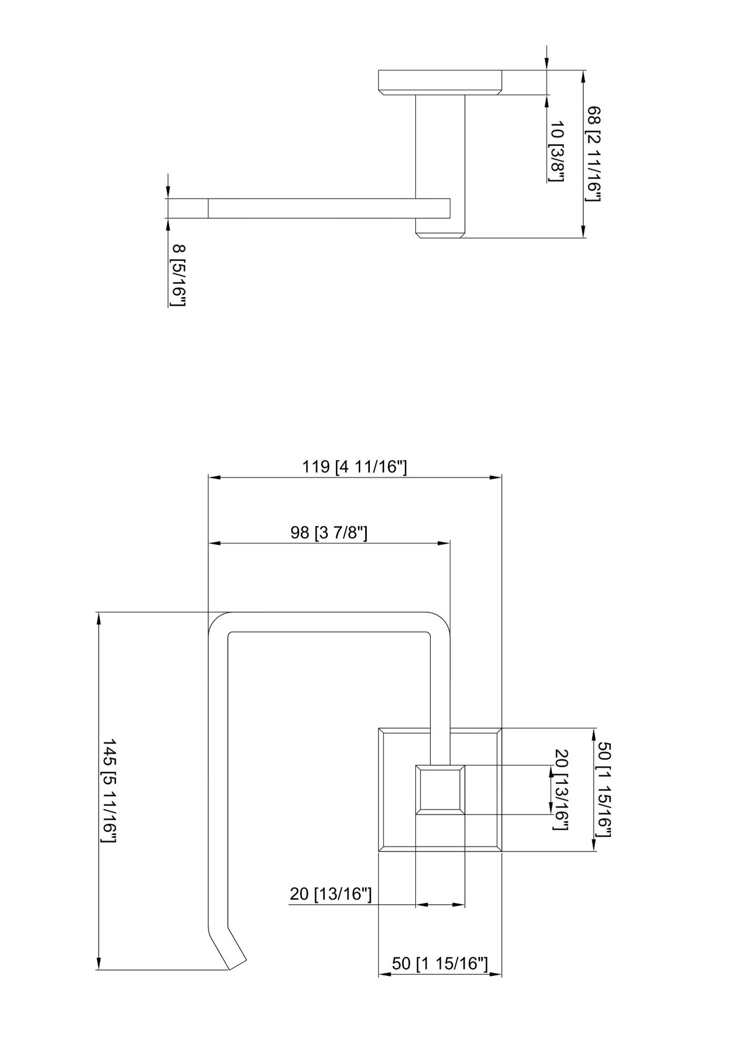 Square bathroom accessory - Robe Hook/Toilet Paper holder/Towel Ring/Towel Rail