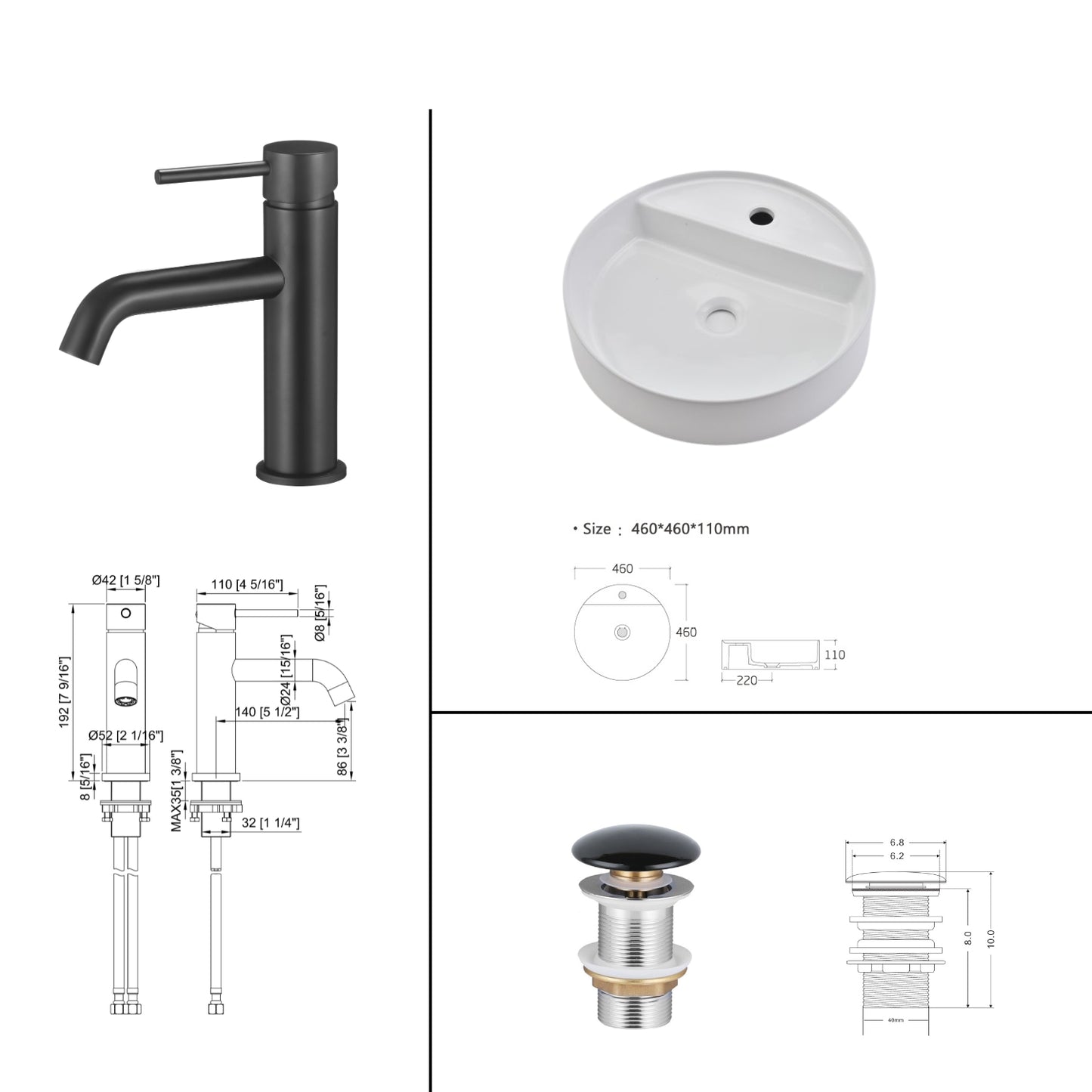 Bathroom Toilet Basin Mixer Showering Accessories Package Deal (3 Colour)