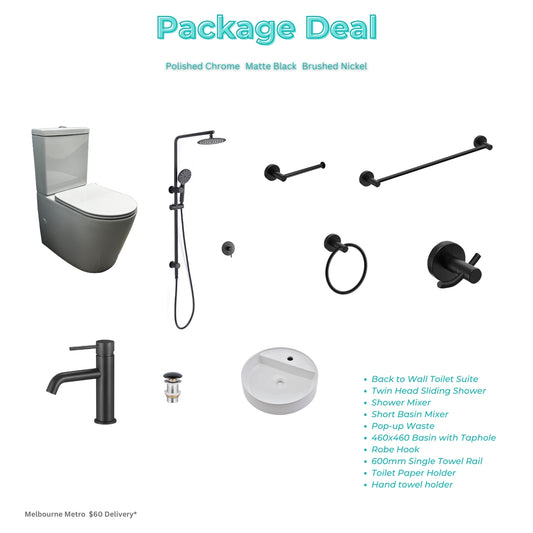 Bathroom Toilet Basin Mixer Showering Accessories Package Deal (3 Colour)