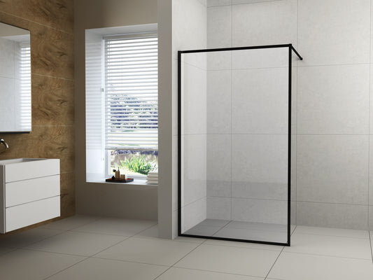 Walk In Shower Panel - Framed Matte Black