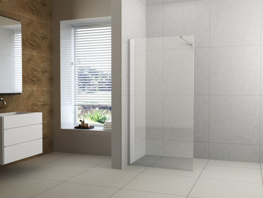 Walk In Shower Panel - Clear Glass with Wall Channel