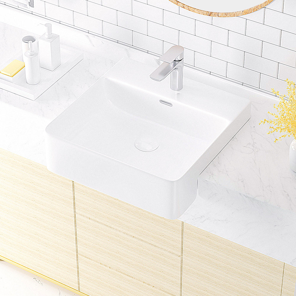 Luana Interiors - Semi Recessed Basin One Tap Hole with Over Flow (420x420x130)