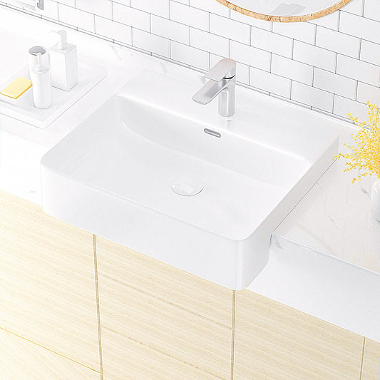 Luana Interiors - Semi Recessed Basin One Tap Hole with Over Flow (500x420x130)