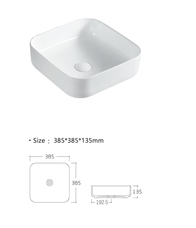 Luana Interiors - Counter Top Basin (385mm*385mm*135mm)