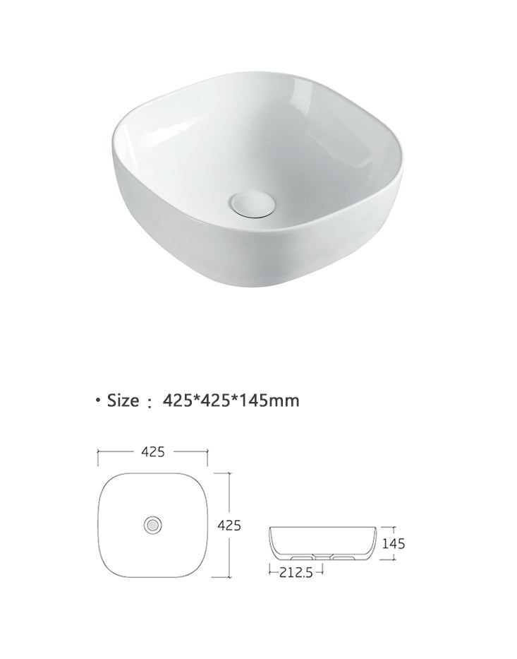 Luana Interiors - Counter Top Basin (425mm*425mm*145mm)