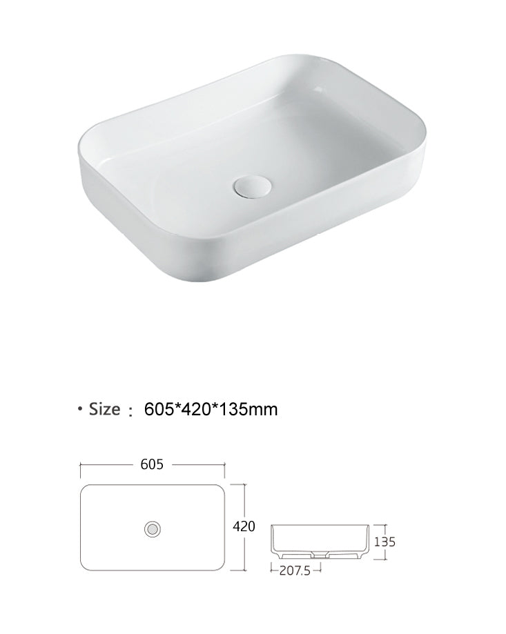 Luana Interiors - Counter Top Basin (605x420x135)