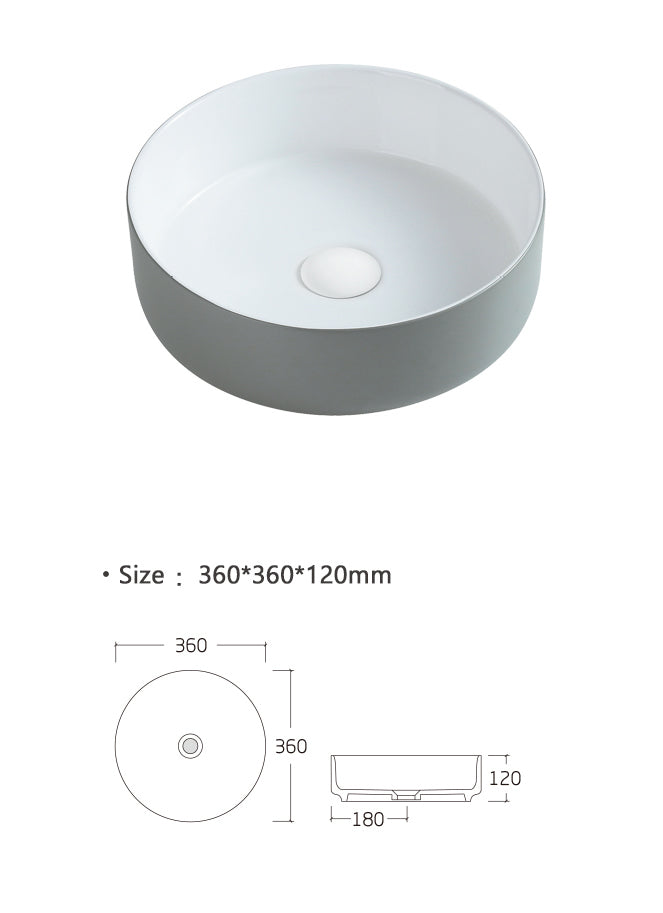 Luana Interiors - Counter Top Basin Light Grey (360mm*360mm*120mm)