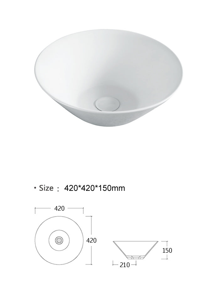 Luana Interiors - Counter Top Basin (420mm*420mm*150mm)